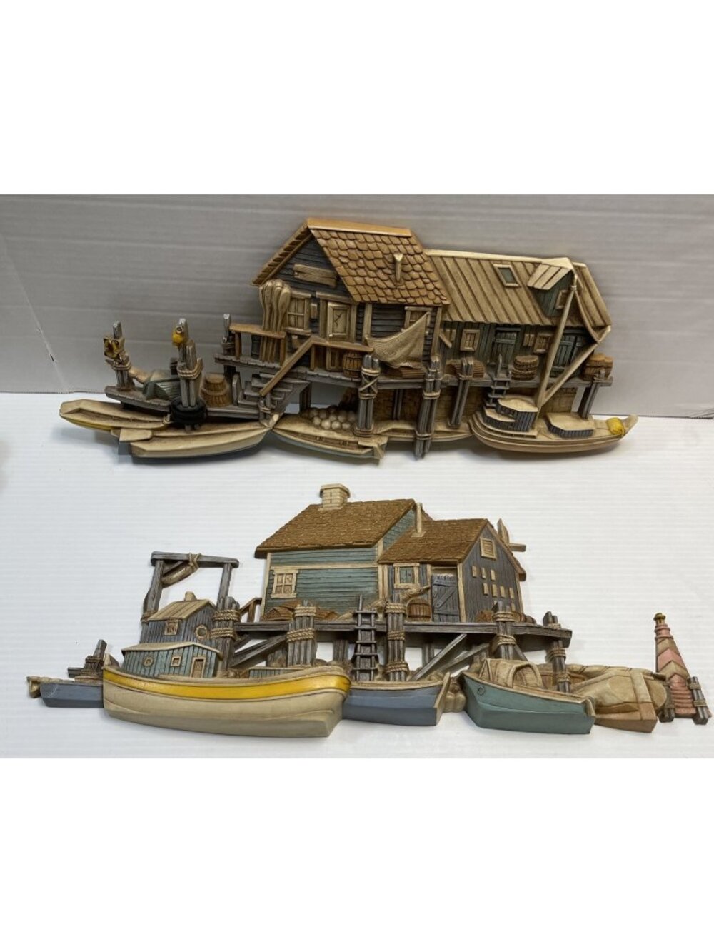 Burwood Wharf Boat Dock House 1977 Wall Hanging Set 1506 & 1505 USA - EUC